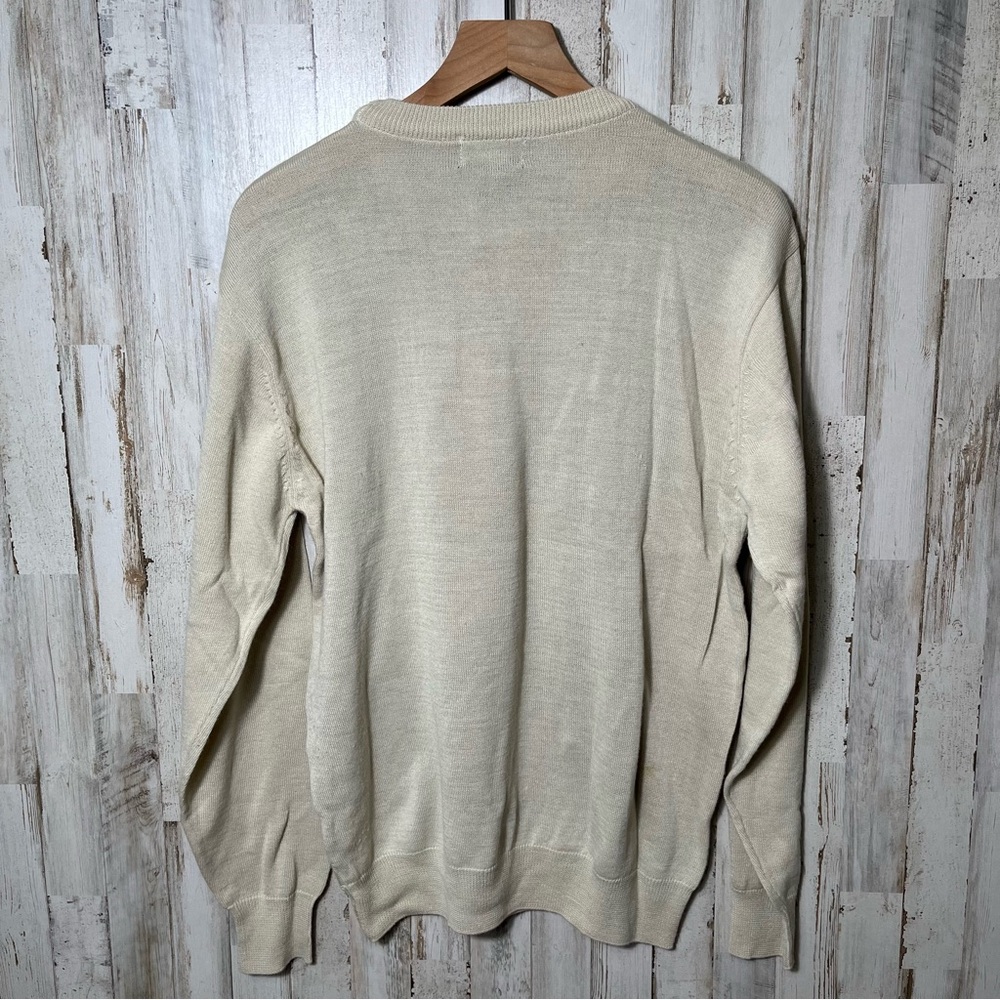 Vintage 90s Coogie Like Earth Tone Grandpa 3D Knit Wool Blend Sweater Mens Large - Picture 4 of 8